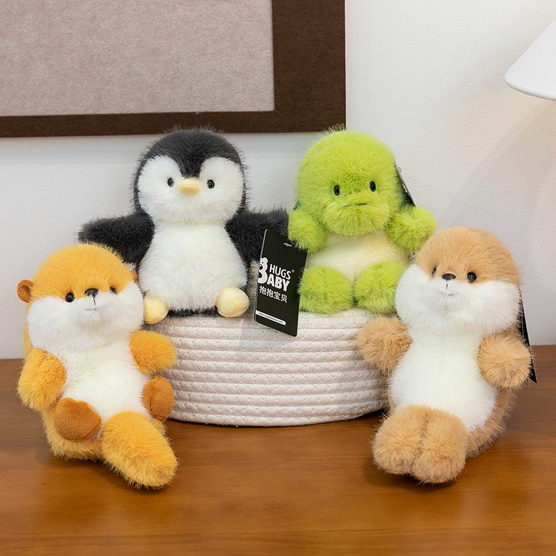 Cute Puff Series Marine Animal Turtle Plush Toy Penguin Seal Doll Children Accompanying Girls Pillow