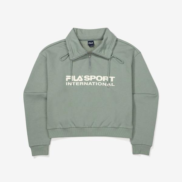 

Хлопковый свитшот Fila с большим логотипом и высоким воротником DARKMINT/090