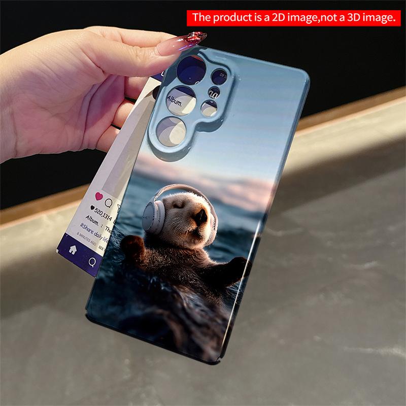 2DFlat Samsung Phone Case Otter Relaxing In Water with Headphones Applicable To Galaxy S22 S23 S24 S25ULTRA S26 A12 A13 A14 A15 A16