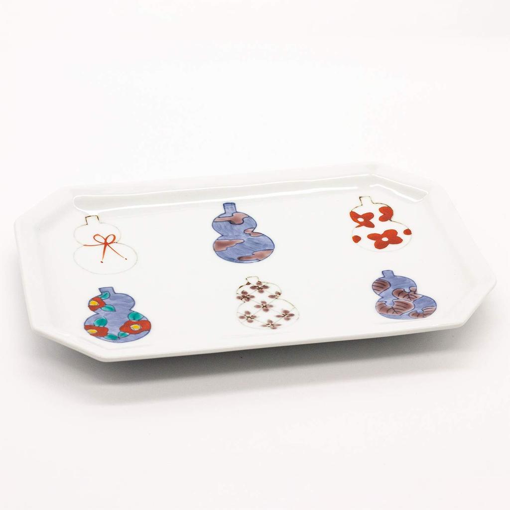 Imari ware Tokushichi kiln long approximately 24 x 15 gourd made in product number 478434 dish, cm, design, red, Japan,