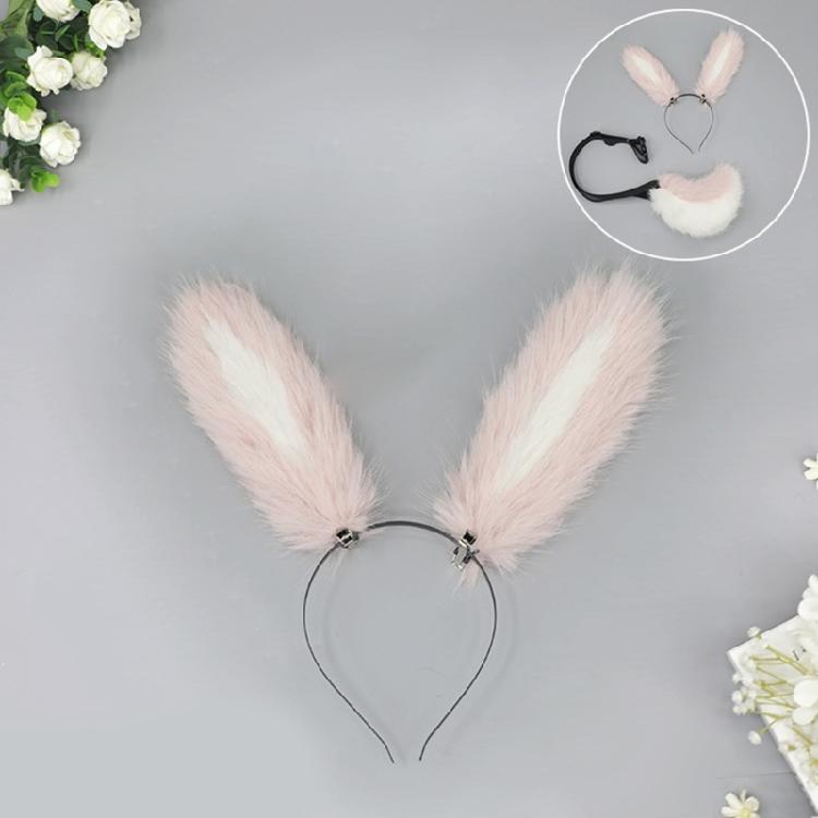 Bandeau Oreilles de Lapin Queue d'Animal Faite à la Main Headwear Oreilles de Lapin Longues Accessoires Cosplay Anime Queue de Lapin