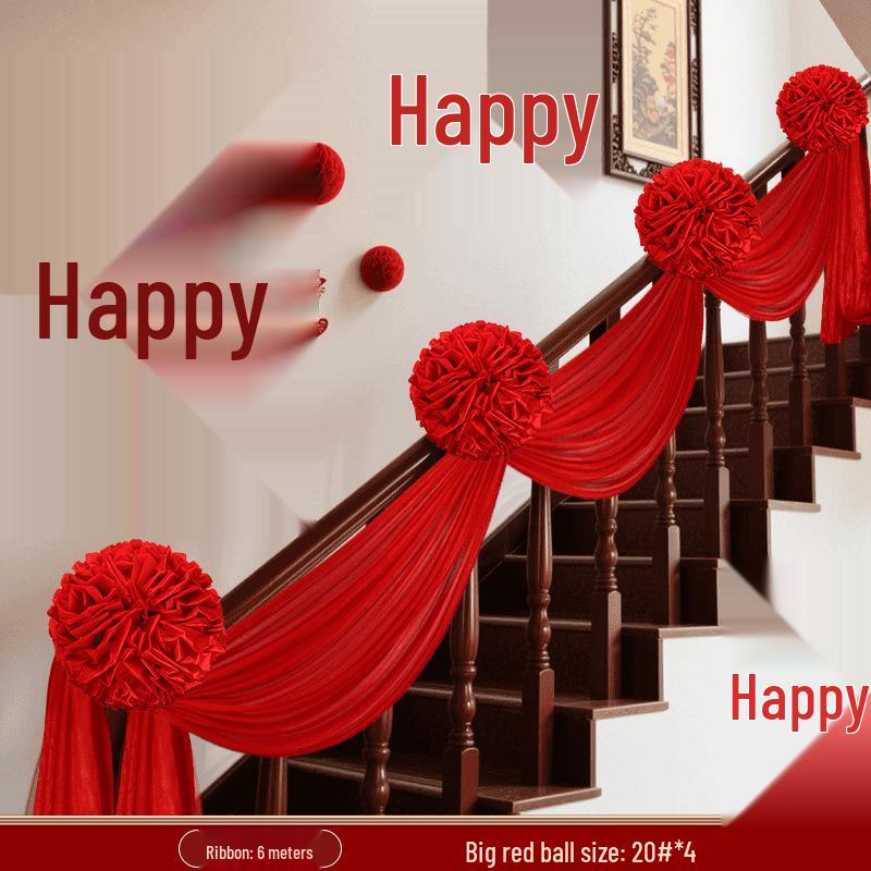 Large Red Hydrangea Wedding Decoration Set for Stairs and Rooms