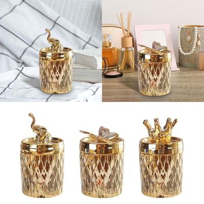 Cotton Swab Holder Makeup Tool Case Candle Holder Tea Caddy Decor Decorative Jar for Home Dresser Bedroom Kitchen Countertop