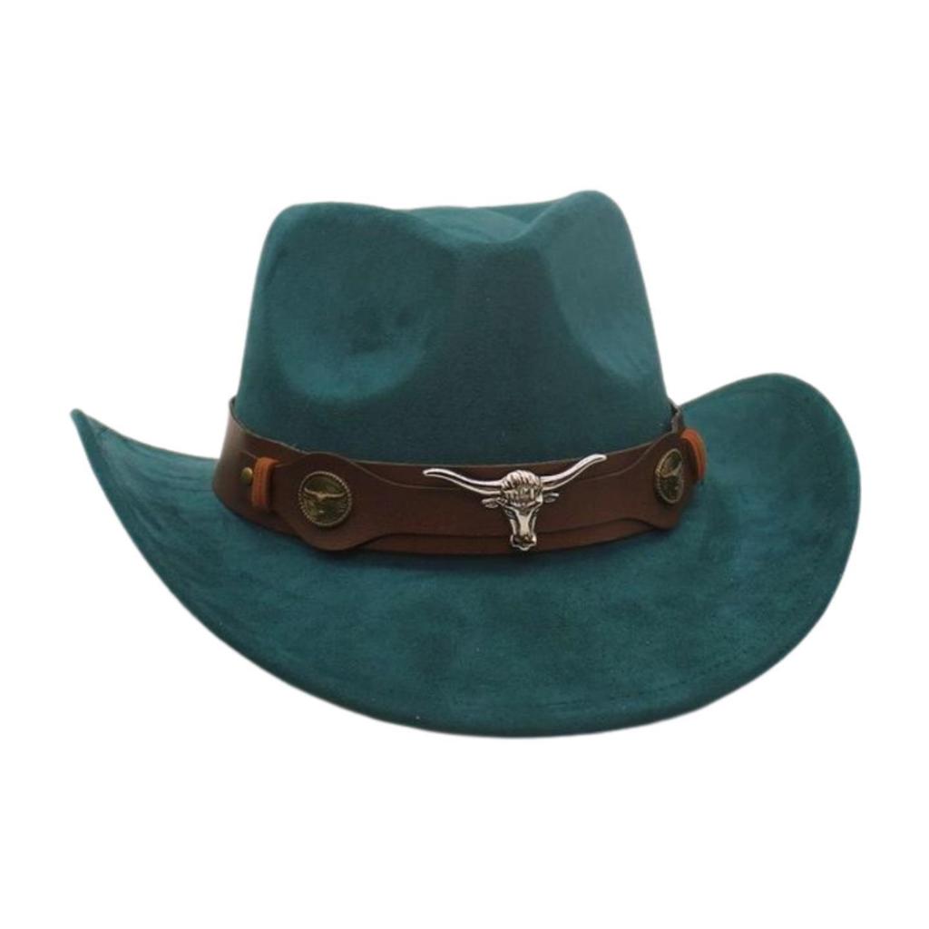 Ethnic Style Western Cowboy Hat Stage Jazz Hat Brown Ox Head Suede Top Hat