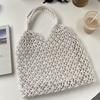 Women'S Shoulder Bag Large Capacity Mesh Rope Tote Straw Travel Beach Handbags Pure Cotton Woven Bags