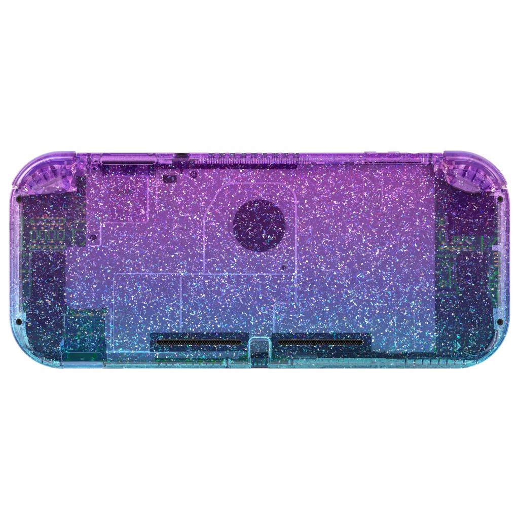 eXtremeRate DIY Clear Case Shell for Switch Nintendo Switch Lite Controller Repair Kit with Custom Case Cover for Switch Lite with Fine Glitter and