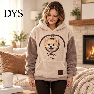 Bluza z kapturem dla kota z kieszenią, Nosidełko dla psa i kota, Bluza z kapturem, Przytulna odzież podróżna z kieszenią kangurką, Obniżone ramiona