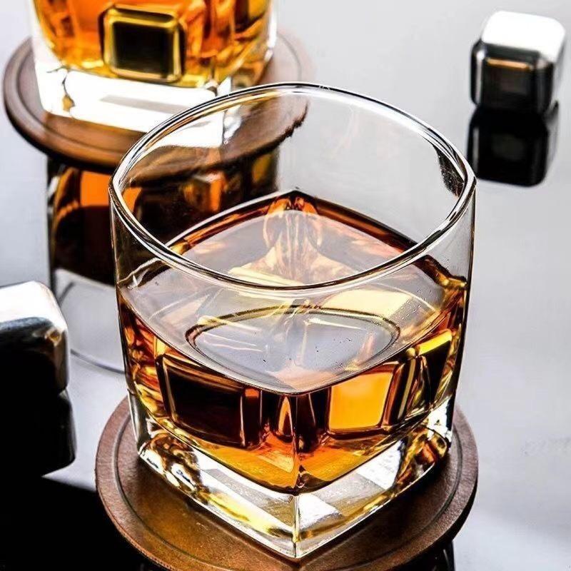 210ml/220ml/260ml/280ml Outdoor Picnic Thickened Square Glass Cups Bar KTV Whisky Cups Transparent American Latte Coffee Cups