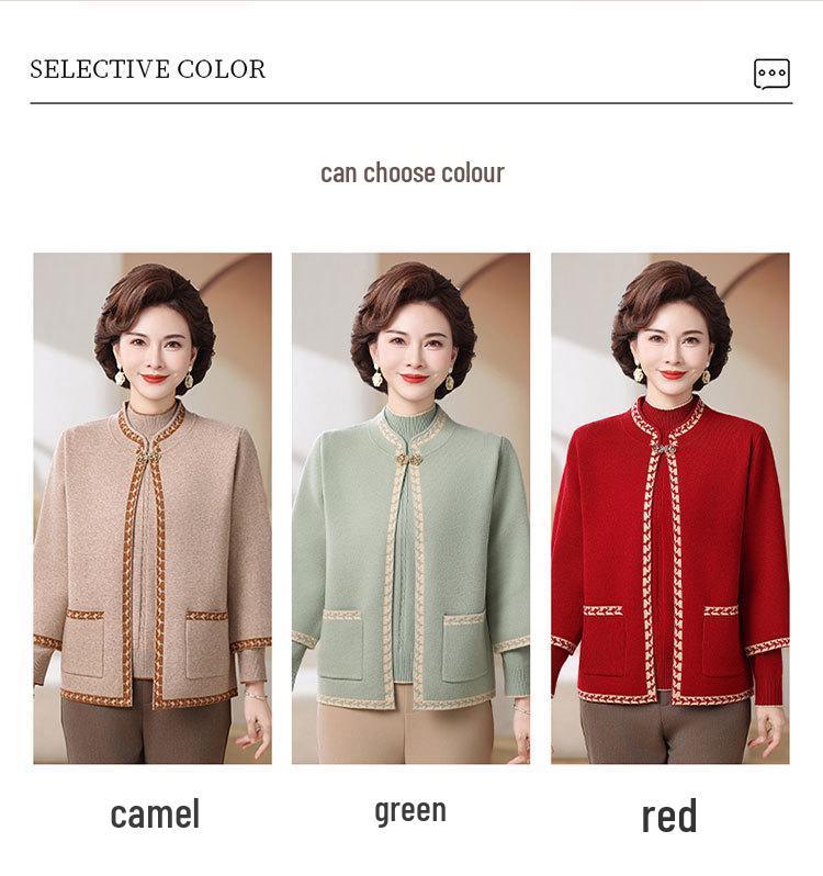 2025 Neuer Herbst Strick-Cardigan & Pullover Set für stilvolle Mütter über 50