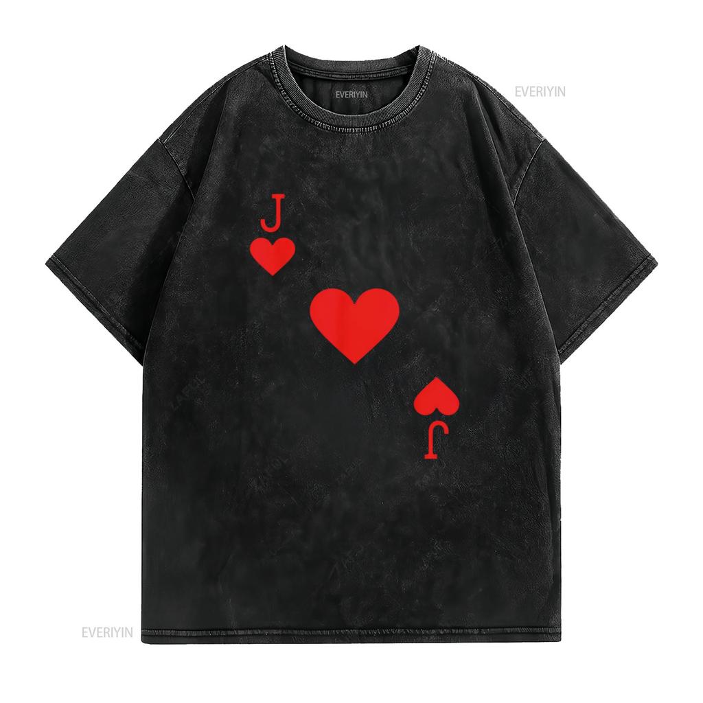Costume Jack di Cuori T-shirt Donna Halloween Carte da Mazzo Nero Vintage Lavato Casual Traspirante Streetwear Grafica Alla Moda