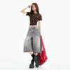 Women's 2025 Retro Wide-Leg Denim Jeans: Trendy, Versatile, Mid-Length Summer Pants