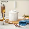 Ceramic Butter Jar with Drain, Spreadable Fresh Butter Decorative Container for Kitchen - White Arched Stoneware, 1 Pc, 2Pcs