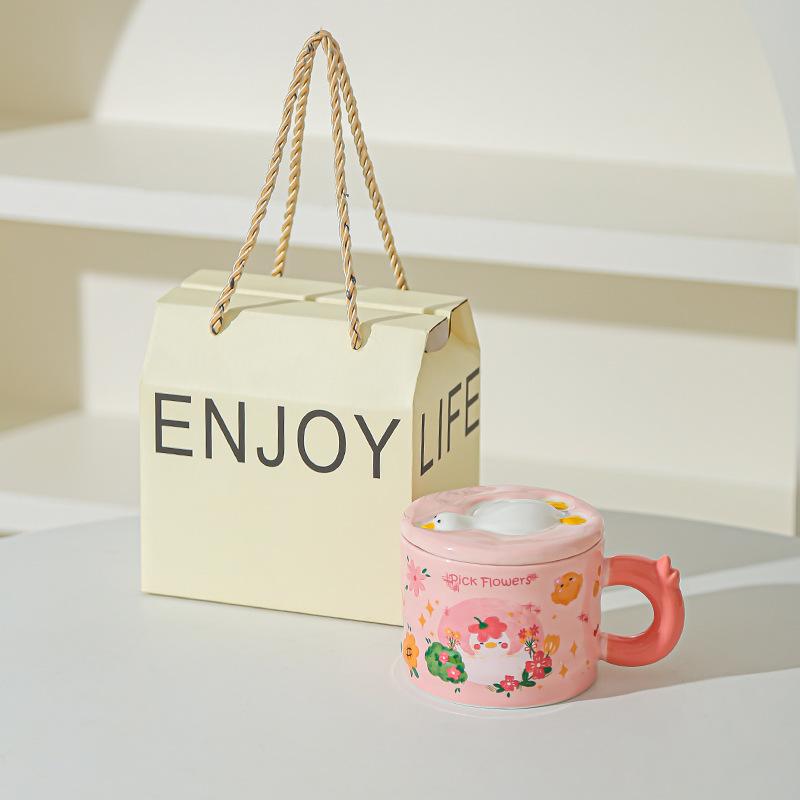 High Looking Retro Cup Artistic Sense of Ceramic Mug Birthday Gift for Girls Best Friend Souvenir Gift Box