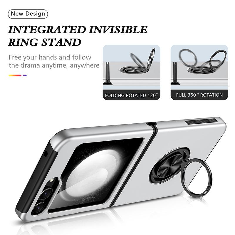 Folding Phone Case Solid Color Retro Bracket Magnetic Phone Case for ZFLIP7 for Samsung Phone Case