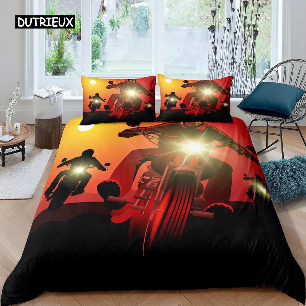 3D Motorcycle Bedding Set Queen Bedding Duvet Cover Set Bedding Set Bed Cover Queen Bedroom Bed Cover Set Bed Set Bedding