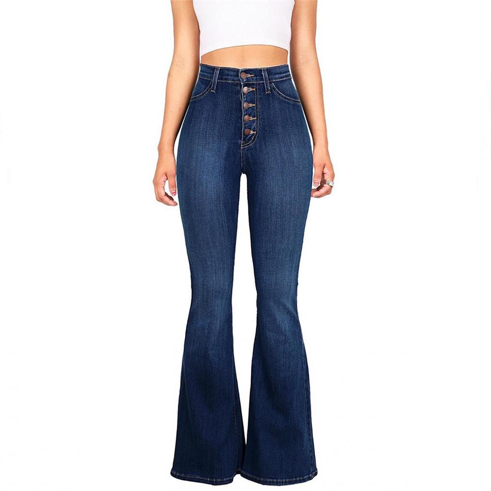 2021 European & American High-Stretch High-Waist Women s Micro Flare Jeans S