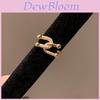 Vintage Copper Cross Ushaped Open Ring With Zirconia For Womens Fashion Jewelry