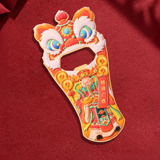 Chinese Style Lion Bottle Opener Refrigerator Magnet God of Wealth Cartoon Lion Fridge Magnet