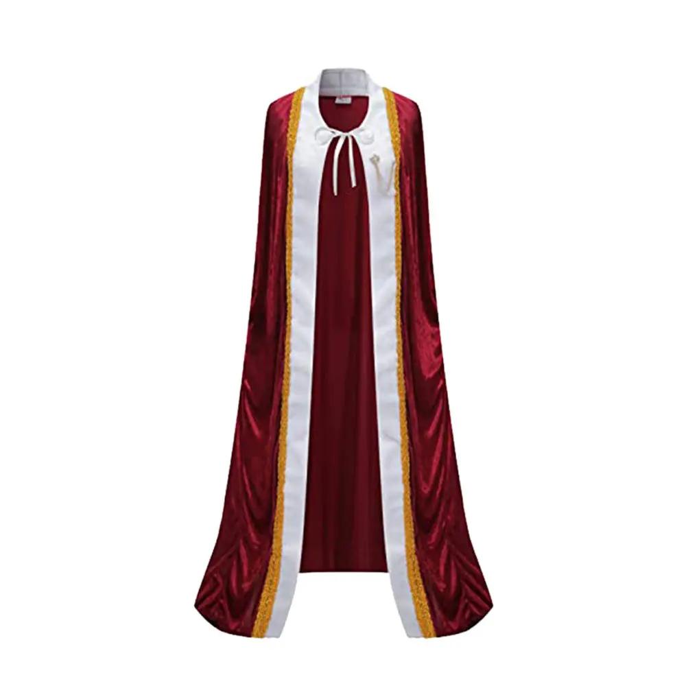 Medieval King Queen Cloak Costume For Adults Velvet Royal Court Dress Halloween Christmas Cosplay Outfit Prince Princess Cape