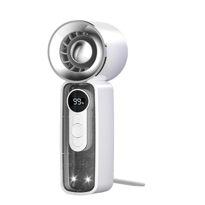 Portable USB-Charged Transparent Fan with Ice Pack and Display Screen for Outdoor Use