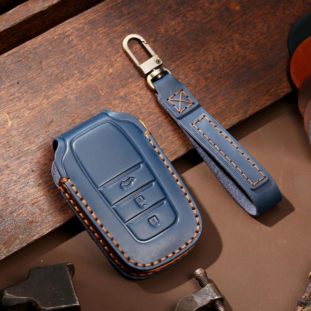 Car Key Case for Toyota BZ4X Key Case Corolla Vios Crazy Horse Leather Car Key Case Genuine Leather