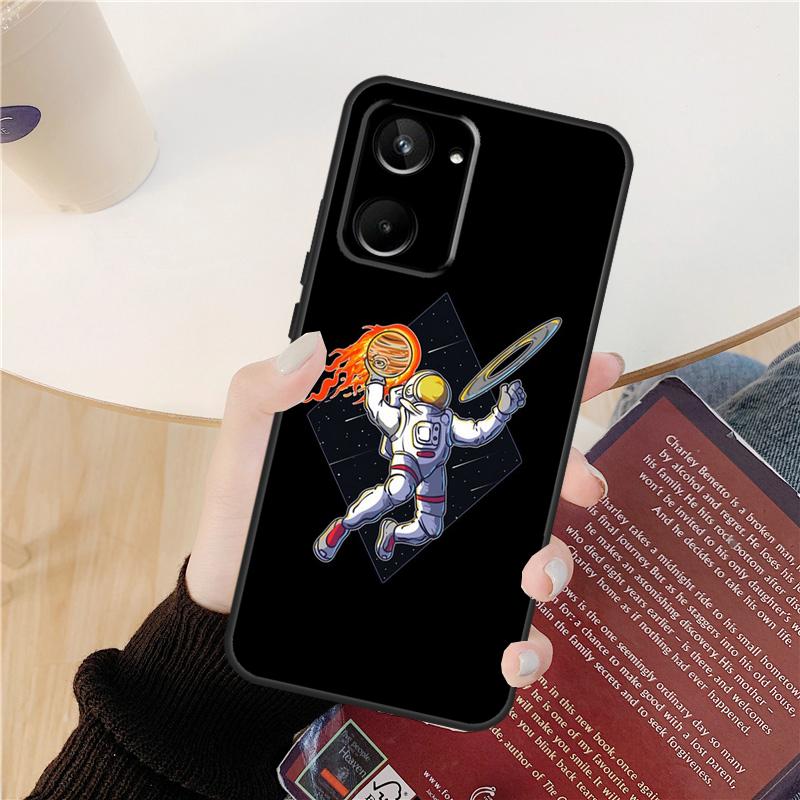 Astronaut Slam Dunk Basketball Case For Realme C61 C67 C53 C55 C75 C51 C21Y C25S GT 6 6T 5 GT7 Pro 10 11 12 13 14 Pro Plus