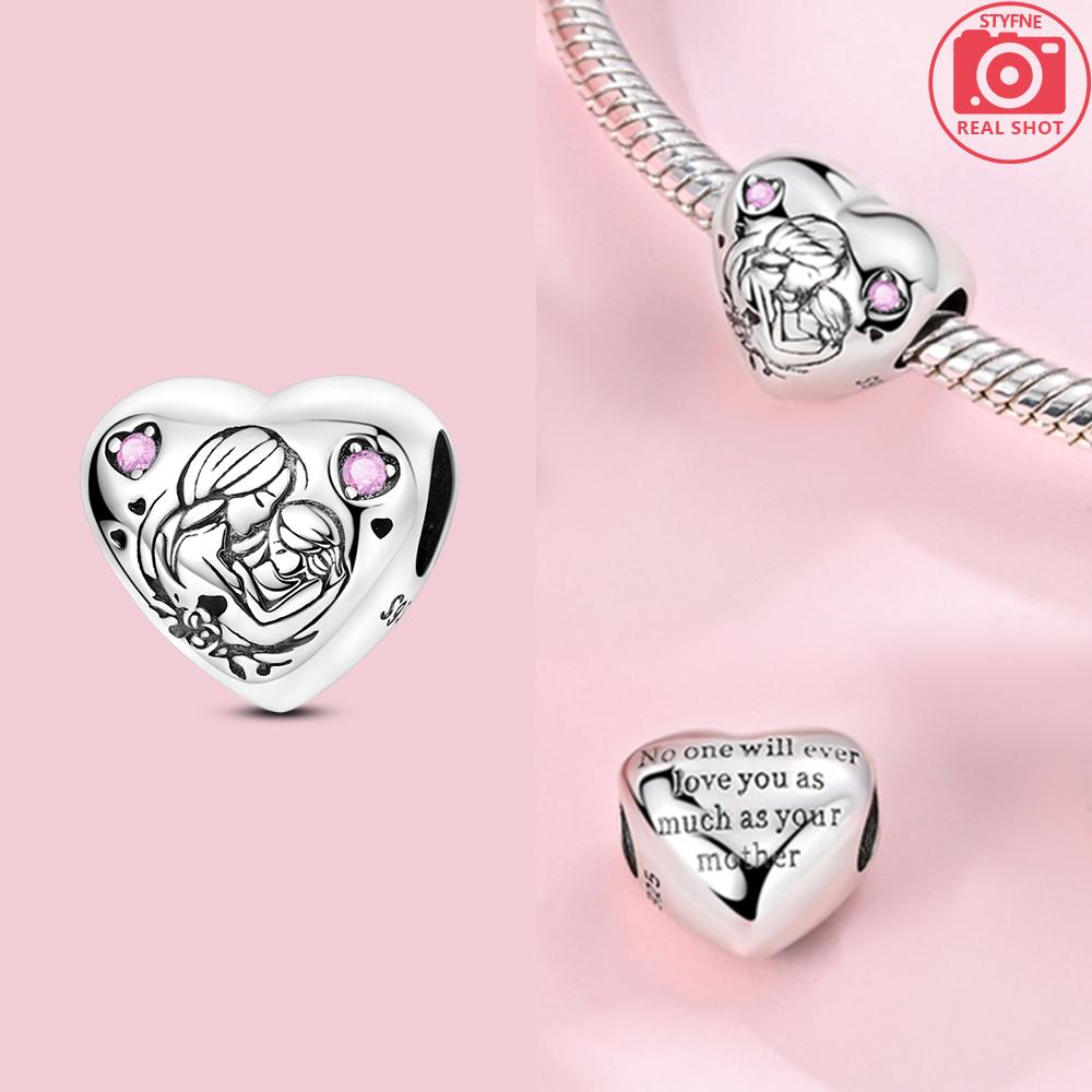 

Original Charms Copper Pink Love Heart Zircon Cherry Love Rose Flower Beads Fit Bracelet Women Jewelry Diy Accessory Gift