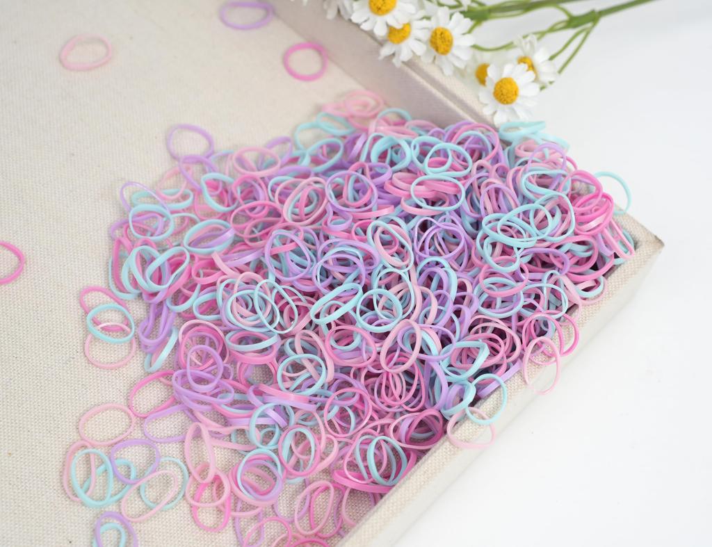 BIANHUAN Haargummis für Kinder, 1000-teiliges Set, Baby-Haargummis mit Schneider zum Schneiden, für Kinder und Kleinkinder, Ohne Verzierungen, Stilvolles Geschenk, Schmerzfrei, Niedlich und