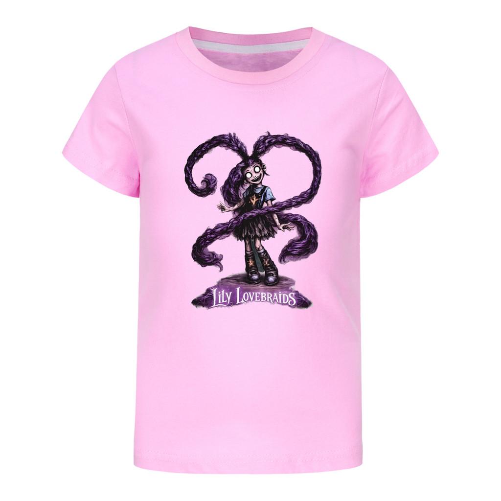 5582 Meisjes Bobi Time Lily Print T-shirt met Korte Mouwen