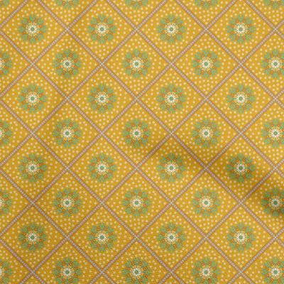 Tecido de algodão flexível Gamboge amarelo, material para vestido ornamental asiático, tecido estampado por jarda, 40 polegadas