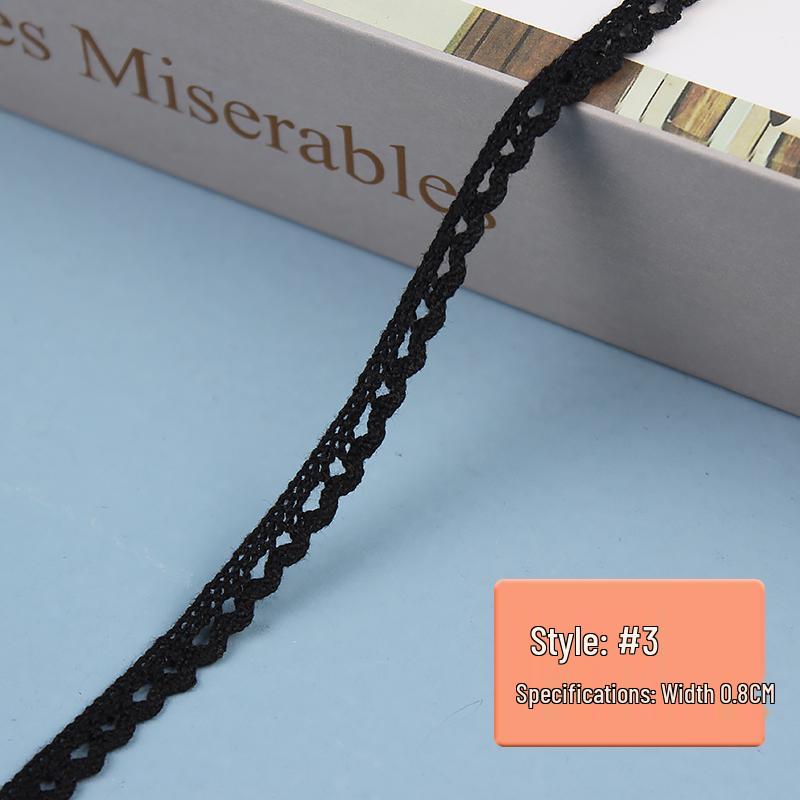 Black Pure Cotton Lace Trim for Clothing and Curtains