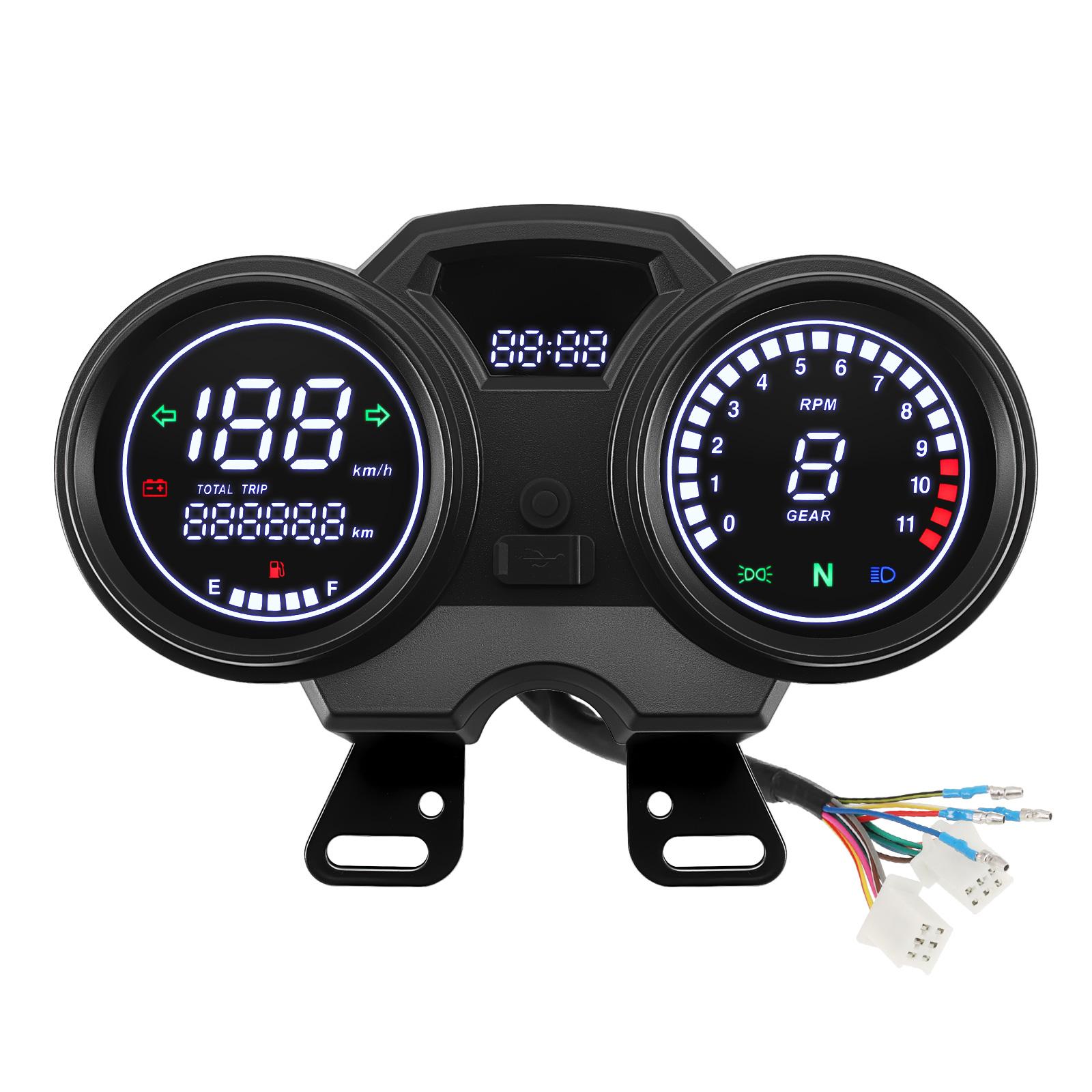 

For Suzuki GN125 Universal Motorcycle Speedometer Time RPM Meter Gear Fuel Gauge LCD Digital Dashboard Panel For 12V Motorcycle чорний