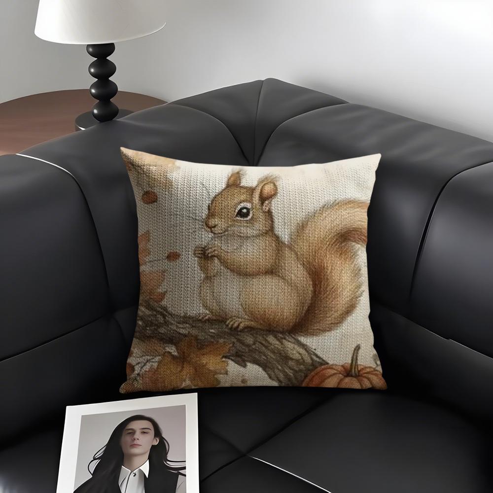 Herbstliches Kissenbezug Natürlicher Leinen Bio-Stoff Beidseitiger Druck Sofa Heimdekor Geschenk Kissenhülle