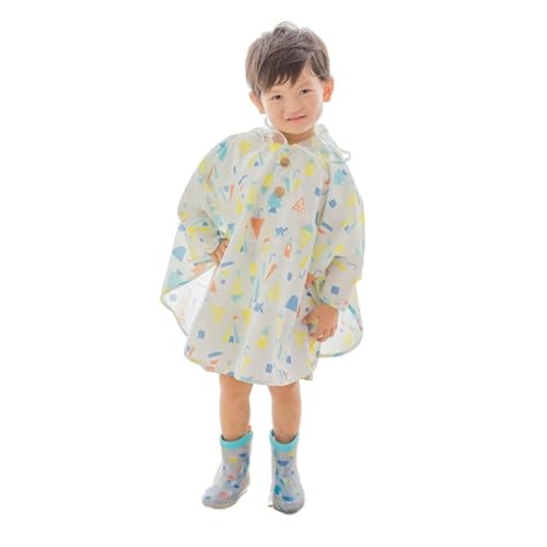 Ogawa Kids' Rain Poncho, 90cm, Kukka Hippo Triangle, with Reflective Tape, Hippopotamus-Shaped Backpack with Storage Bag, 83436