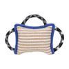 Biting Pad with 3 Strong Handles Jute Tear Resistant Interactive Play Dog Bite Tug Toy for Adult Dog Blue