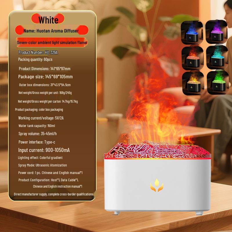 USB Desktop Aroma Diffuser & Humidifier: Automatic Spray, Small Flame Effect for Home Flame Aroma Diffuser