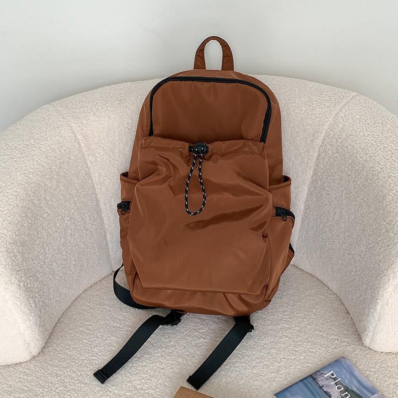 

Korean Water-proof Nylon Backpack Women Simple College Students Casual Ins Style Travel Fashionable Schoolbag коричневый