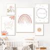 Boho Rabbit Flower Sun Rainbow Nursery Wall Art Canvas Painting Nordic Posters And Prints Pictures Baby Kids Room Bedroom Decor