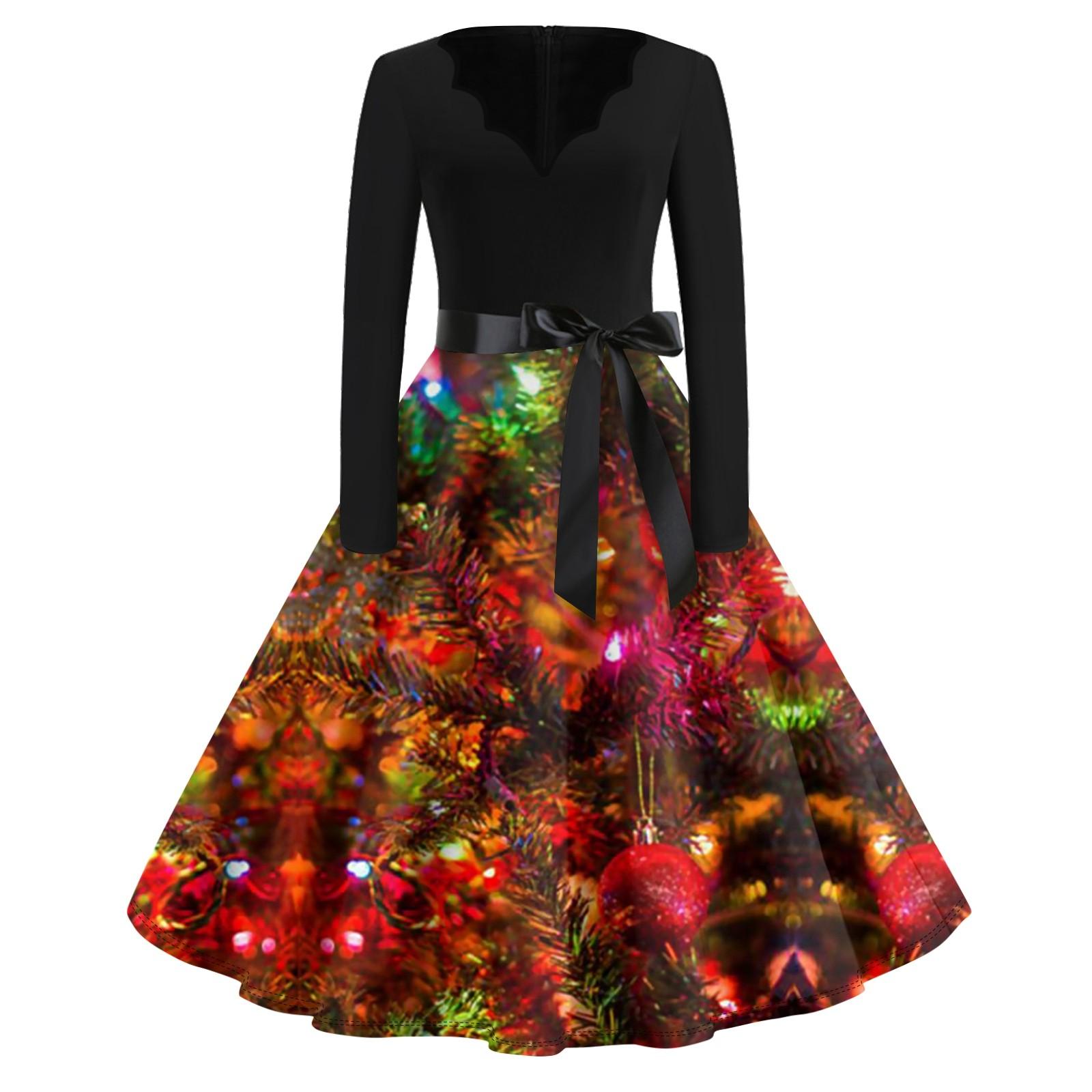 Женское повседневное модное длинное платье с V-образным вырезом и длинным рукавом — фото 12