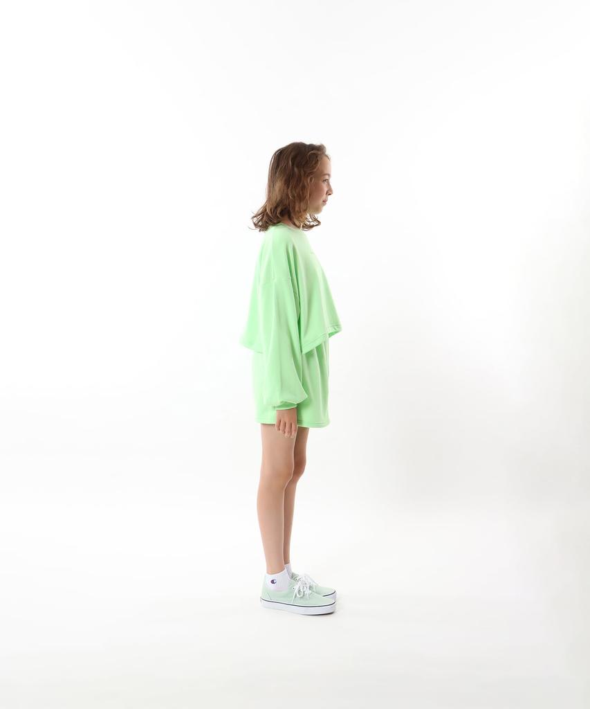 Champion Long Sleeve Crew Neck Sweatshirt with Script Loose Light Green Kids' Logo, Fit, (CK-Z003)