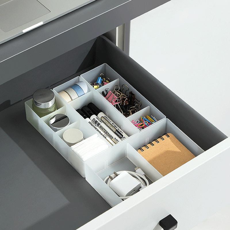 Japanese-Style Multi-Compartment Drawer Organizer With Transparent Tabletop Combinable
