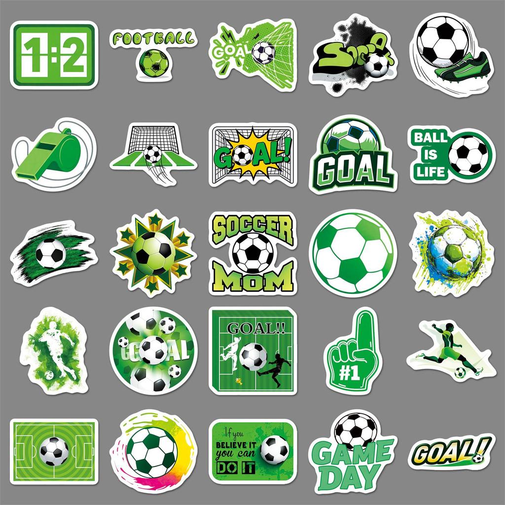 50 Green Football Field Sports Stickers - Trendy Stationery & Planner Décor