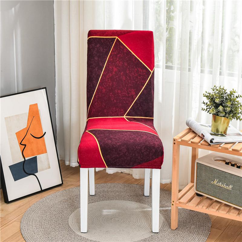Geometric Elastic Dining Chair Cover Universal Slipcovers Chair Case Stretch Seat Cover for Wedding Hotel Banquet Living Room