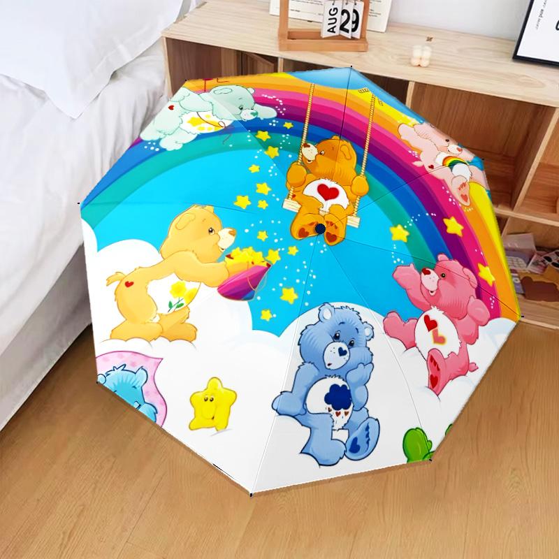 1PC Love Bears Automatic Folding Umbrella 8-Rib Travel Umbrella with Auto Portable Case, Ideal Gift for Birthdays