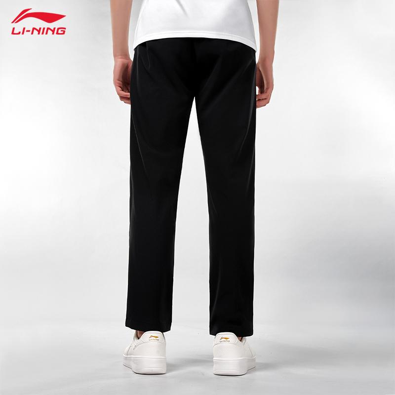 Li Ning High Street Comfortable Simple Logo Solid Color Breathable Straight Loose Versatile Knitted Sports Pants Unisex Pants Black AYKV815-1