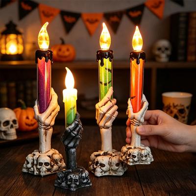 Halloween Decoration Ghost Festival Atmosphere Layout Props Plastic Ghost Hand Skeleton Light LED Luminous Candle Light