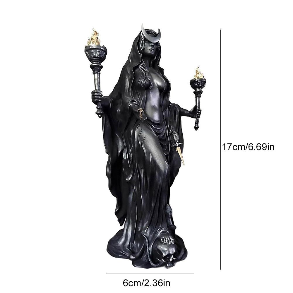 Mysterious Statue New Gothic Bookshelf Decor Black Robe Queen Figure Elegant Sitting Posture 3D Printed Statue Garden Bookshelf