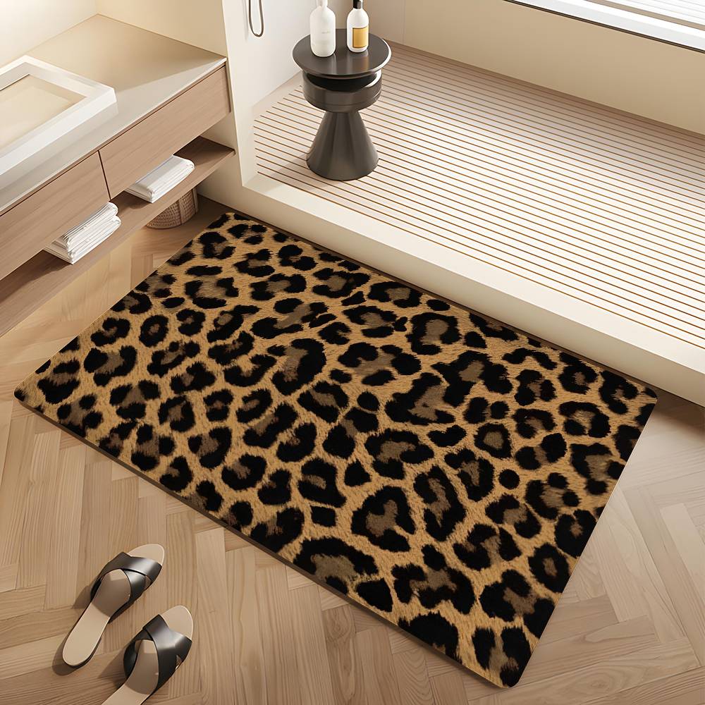 Leopardenmuster Fußmatte Nordischer Stil Schlafzimmer Wohnzimmer Fußmatte Haus Balkon Anti-Rutsch Alfombra