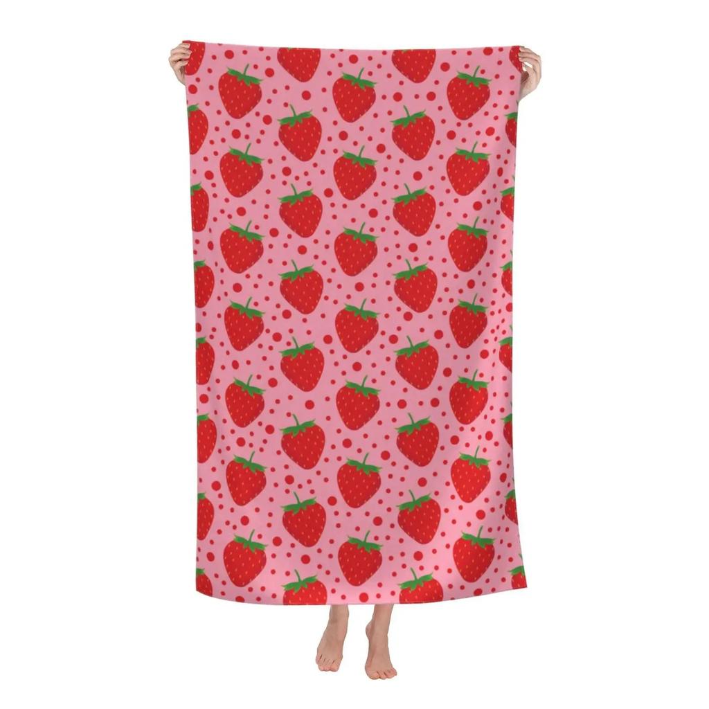 Serviette de Plage Microfibre Fraises Serviette de Bain Absorbante Fruits Légère Séchage Rapide Serviette de Piscine Parfaite pour Hommes et Femmes