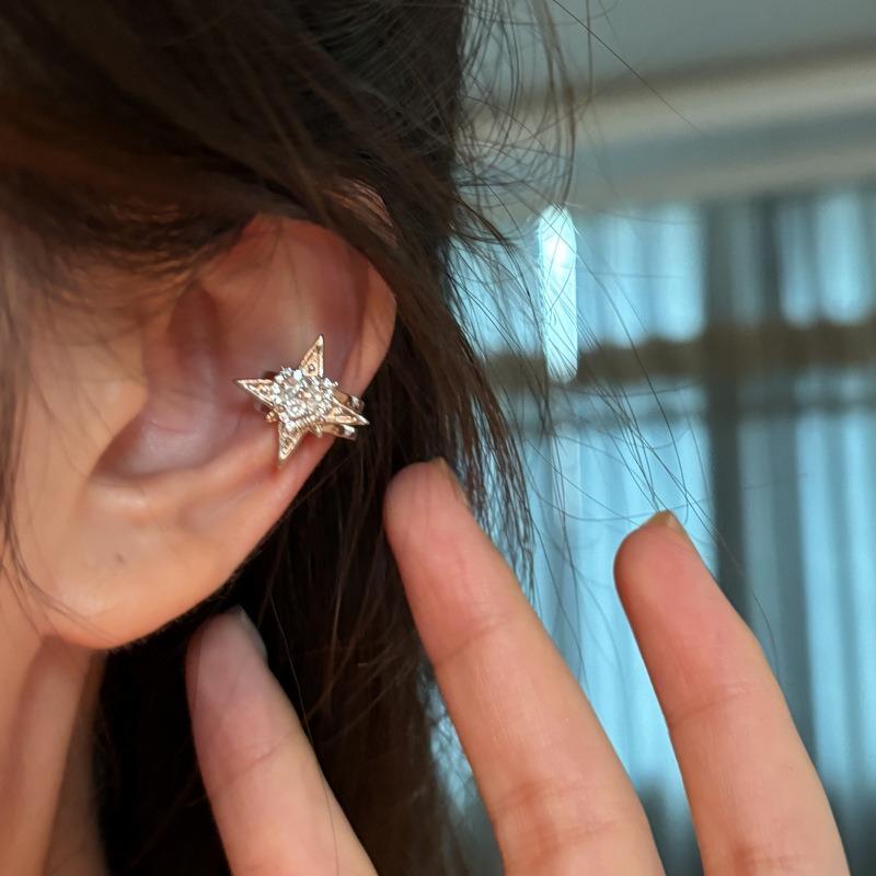 Sweet and cool wind, mango zircon ear clips, no ear piercings, female niche design ear bone clips, light luxury high-end earrings wholesale